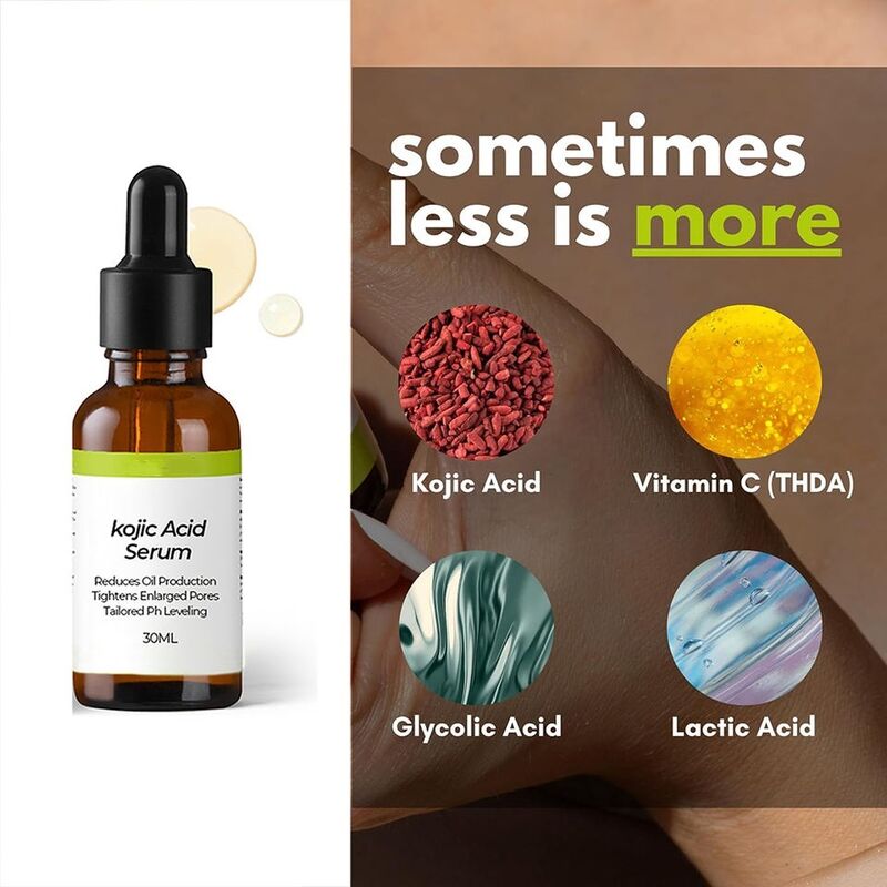 OEM ODM Brand Skincare Essence Kojic Acid Anti-Aging Brightening Facial Serum Hyaluronic Acid Vitamin C Serum Wrinkle-Resistant Korean Serum
