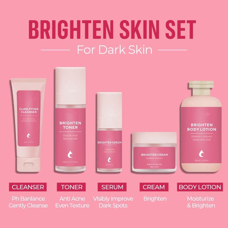 OEM ODM Brand Customized Skincare Set Anti-Dark Spot Facial Hydrating Toner Vitamin C Brightening Serum Whitening Essence Face Cream Skincare