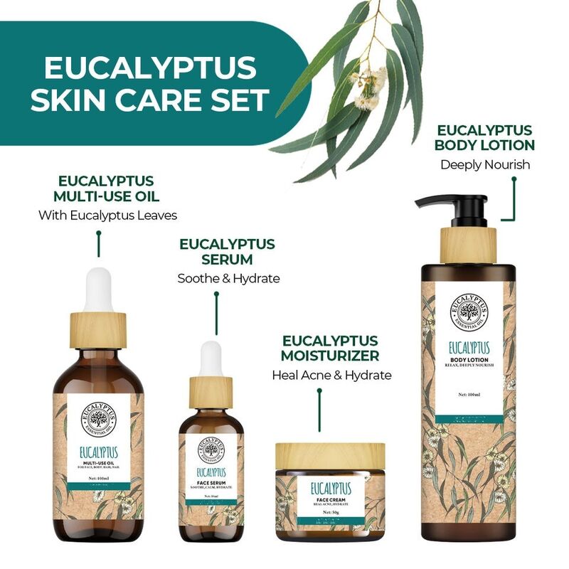 OEM ODM Natural Skin Care Set Anti Acne face cream Eucalyptus Tea Tree Skin Care Water Emulsion Wood Fruit Oil Soothing Sensitive Skin essence Whitening Anti Wrinkle Firming face cream Body Lotion