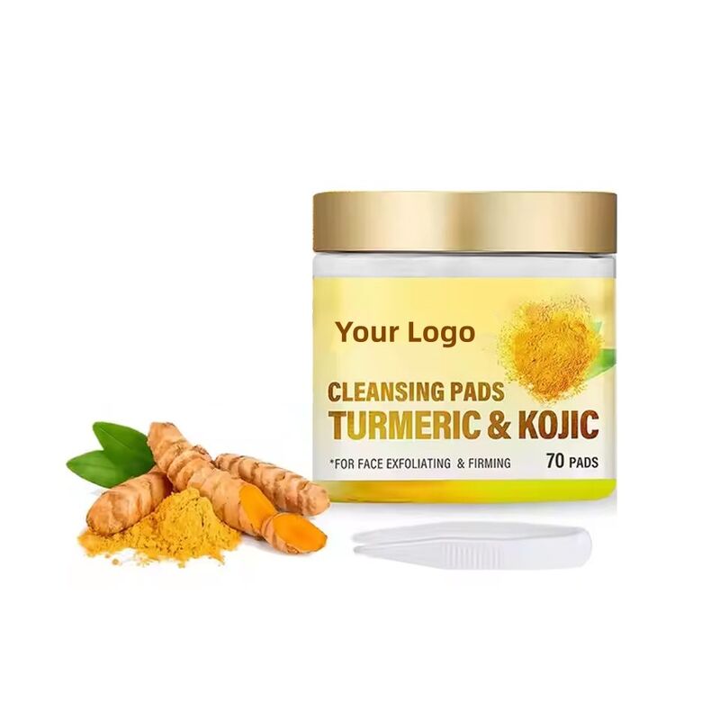 OEM ODM brand customized natural turmeric kojic acid pad brightening turmeric kojic acid cleaning acne removing skin care essence toner