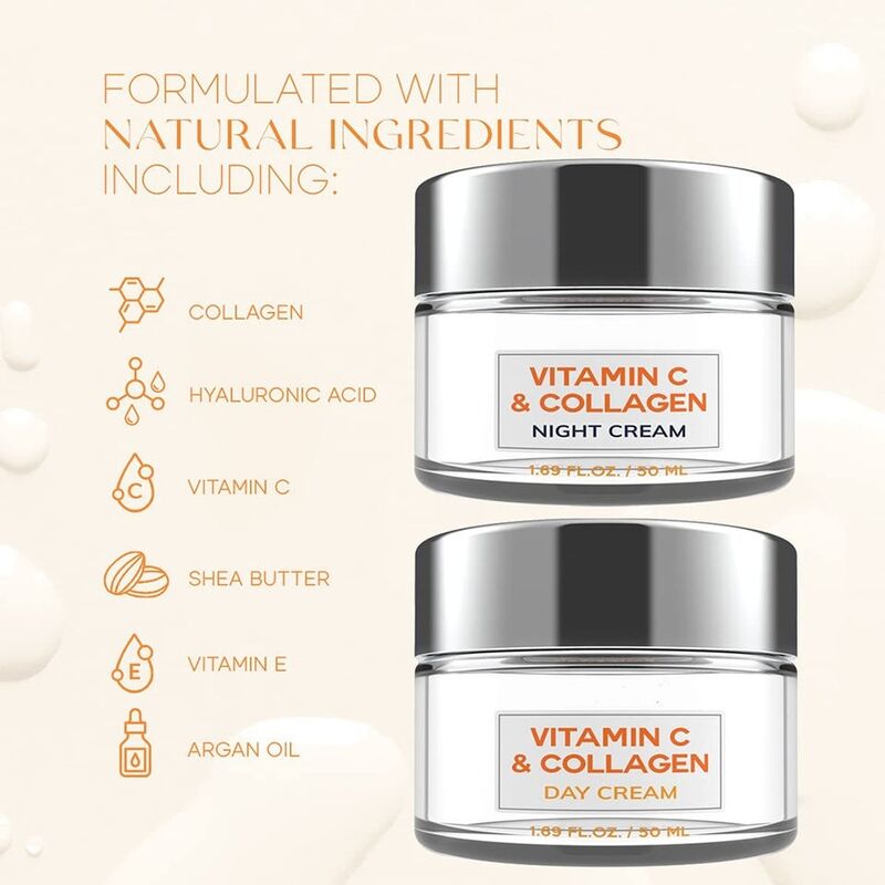 OEM ODM Korean brand skin care products Vitamin C collagen day and night face cream for women