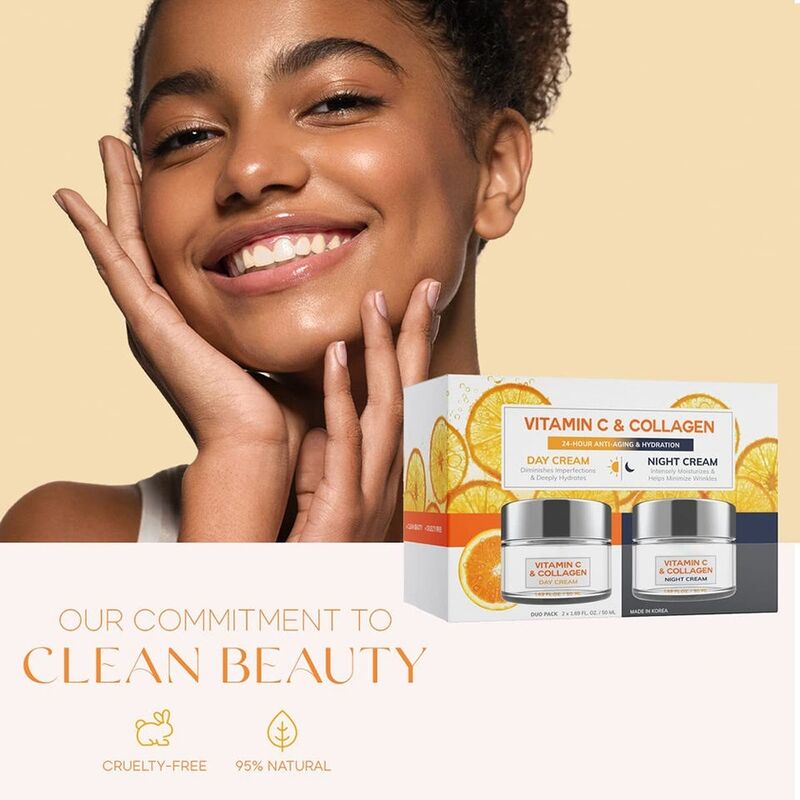 OEM ODM Korean brand skin care products Vitamin C collagen day and night face cream for women