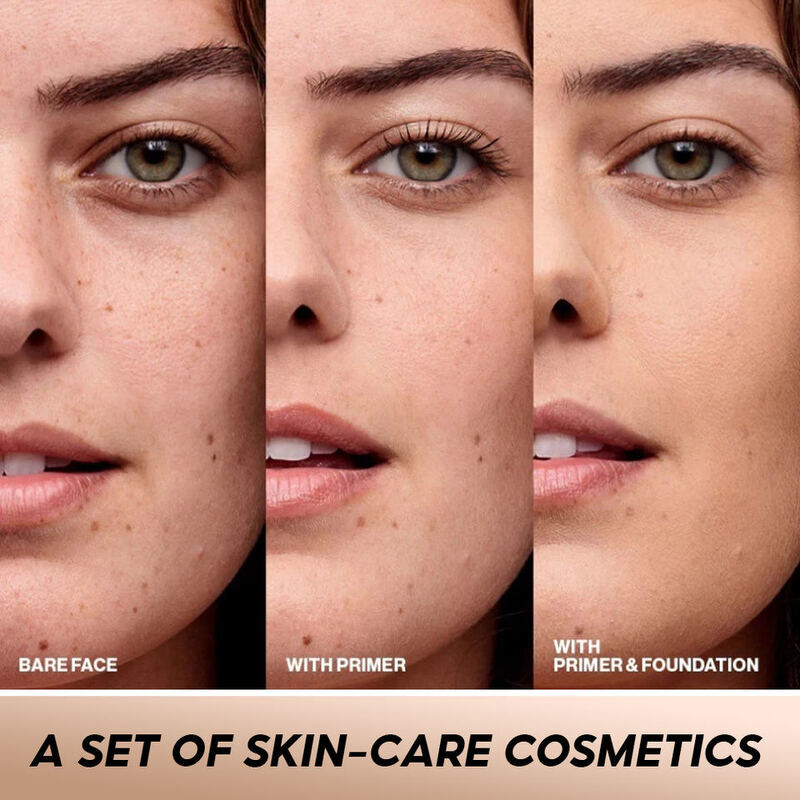 OEM ODM Korean Cosmetics Best Skin Shining Primer Face essence 3 in 1 Makeup Base liquid foundation Set Product Spf 30