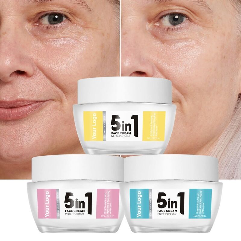 OEM ODM 5 in 1 face cream Natural skin care whitening anti-aging wrinkle brightening face cream