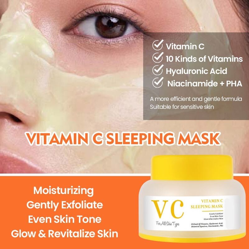 OEM ODM Skincare Set Private Label Vitamin C Brightening Glow VC Facial Cleanser Cream Body Wash Sleeping Mask Skincare Kit