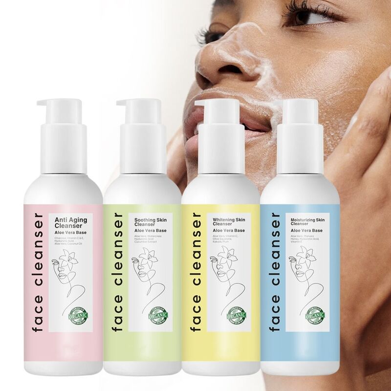 OEM ODM Organic Aloe Anti aging Facial Cleanser Deep Makeup Refreshing Cleanser gel Jelly Facial Cleanse
