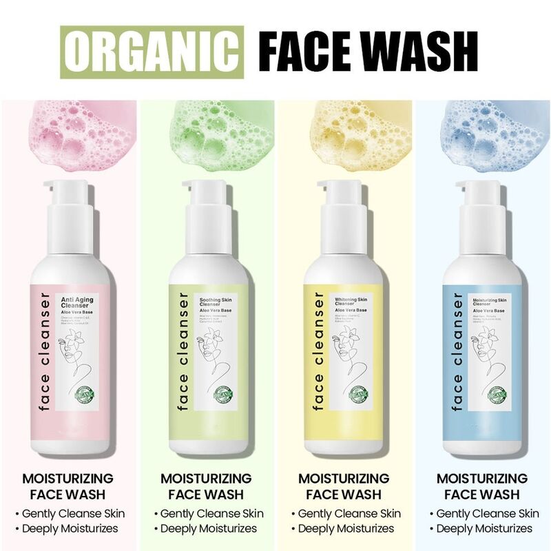 OEM ODM Organic Aloe Anti aging Facial Cleanser Deep Makeup Refreshing Cleanser gel Jelly Facial Cleanse