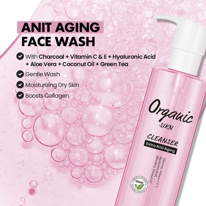 OEM ODM brand customized organic aloe based anti-aging facial cleanser moisturizing makeup cleansing jelly facial cleanser