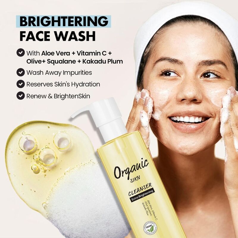 OEM ODM customized organic vitamin C facial gel skin moisturizing and whitening jelly facial cleanser whitening amino acid facial cleanser