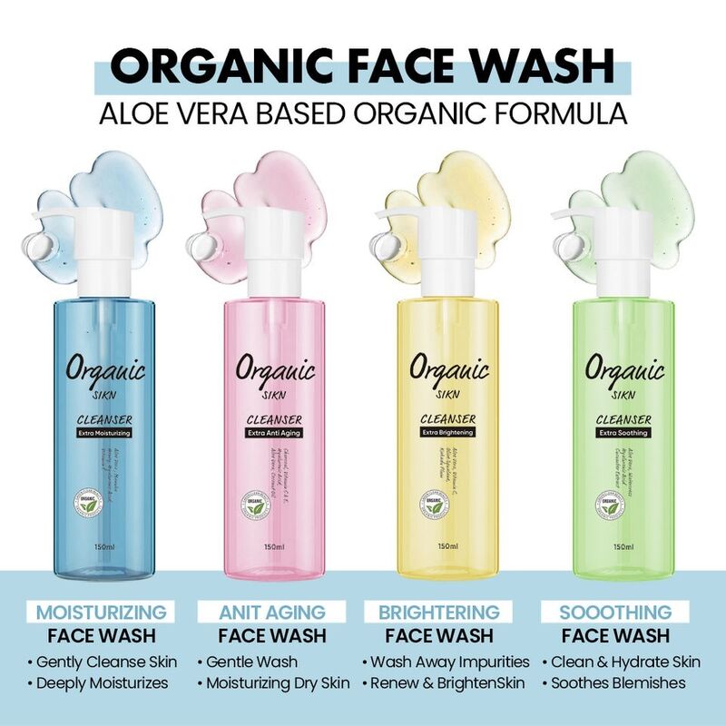 OEM ODM Organic Vole Vera based Facial Cleanser Hyaluronic Acid Vitamin C Skin Whitening Hydrate Jelly Facial Cleanser Amino Acid Facial Cleanser