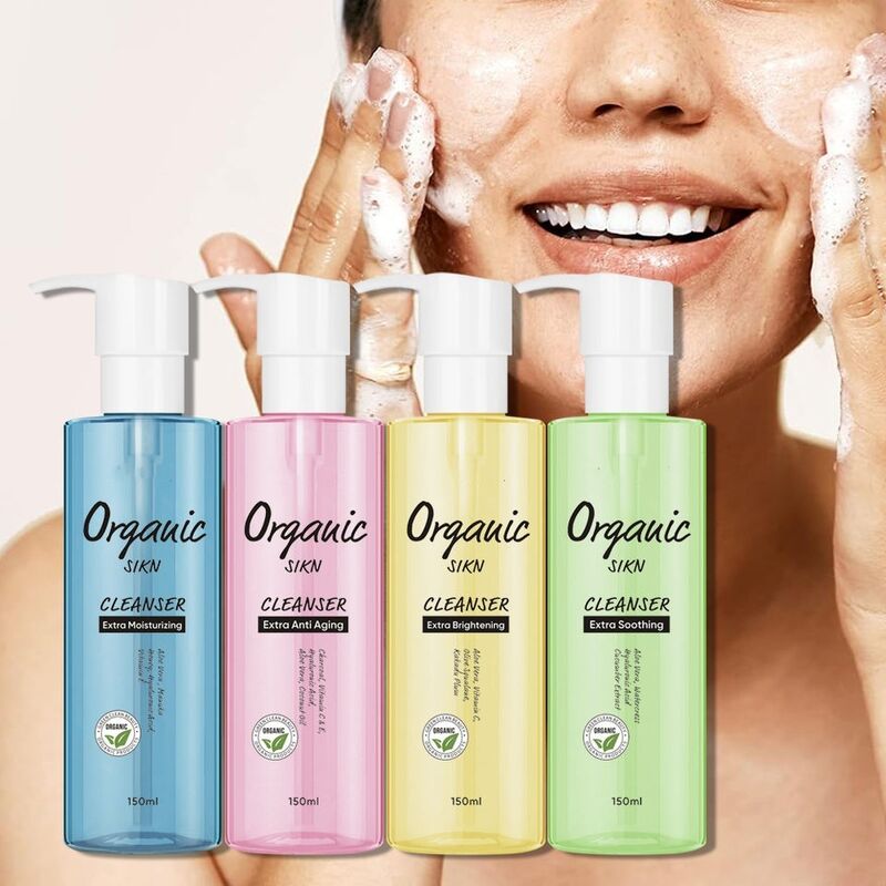 OEM ODM Organic Vole Vera based Facial Cleanser Hyaluronic Acid Vitamin C Skin Whitening Hydrate Jelly Facial Cleanser Amino Acid Facial Cleanser