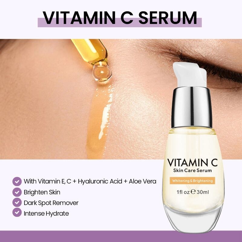 OEM ODM Cosmetics Beauty Vegetarian Serum Skin Care Products Whitening Skin Brightening Vitamin C Face essence