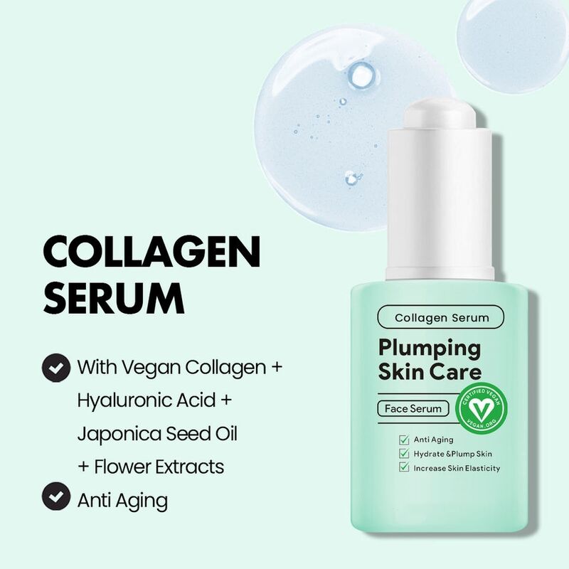 OEM ODM collagen pure vegetarian serum skin care product Anti aging plump anti wrinkle moisturizing facial essence