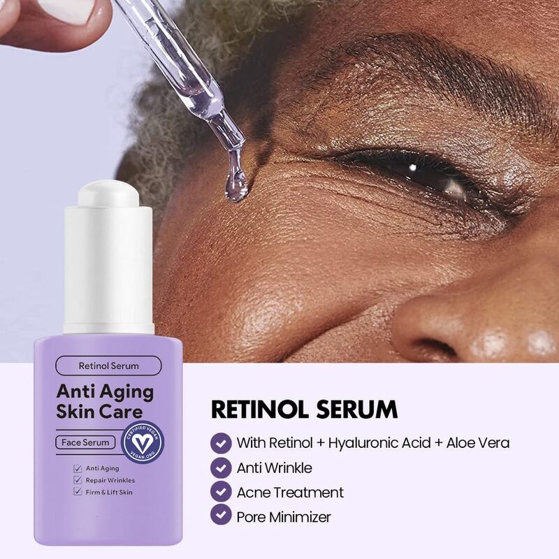 OEM ODM brand cosmetics, beauty essence, vegetarian skin care products, anti-aging, wrinkle reduction, retinol, facial skin serum
