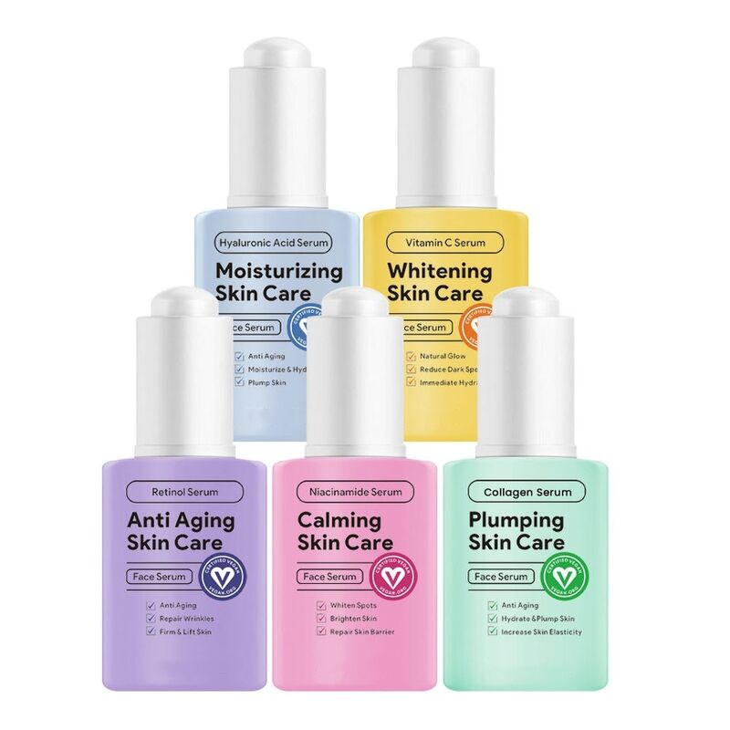OEM ODM customized brand vegetarian skin care products Retinol collagen vitamin c nicotinamide hyaluronic acid facial care essence