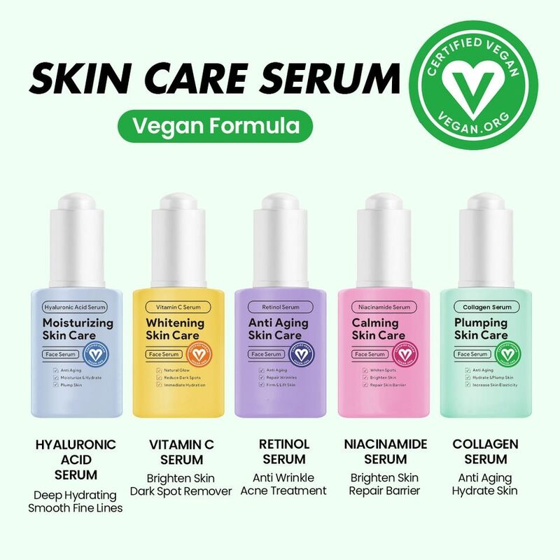 OEM ODM customized brand vegetarian skin care products Retinol collagen vitamin c nicotinamide hyaluronic acid facial care essence