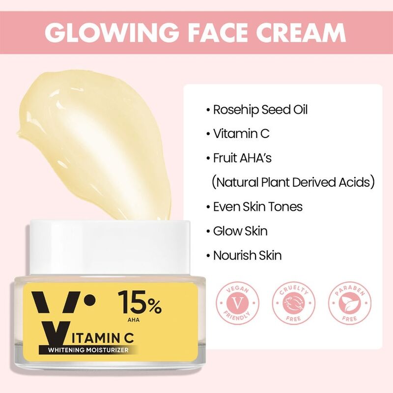OEM ODM brand vegetarian face cream skin care product Vitamin c whitening and brightening facial moisturizing face cream lotion