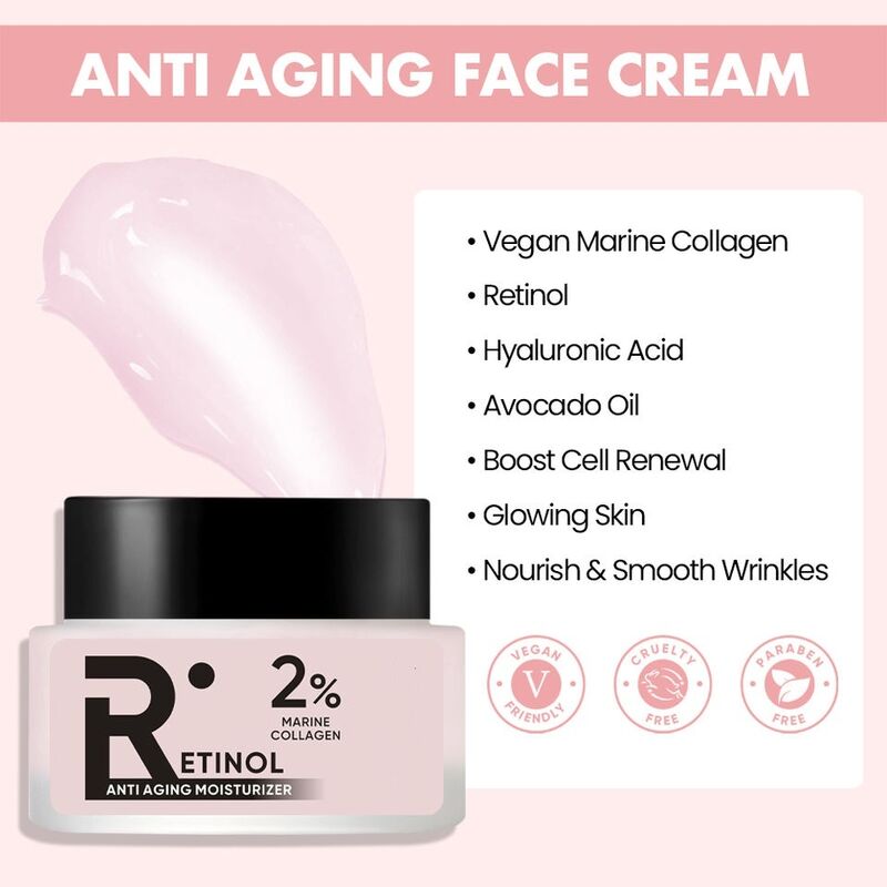 OEM ODM Anti aging Wrinkle Whitening Facial Moisturizing Cream Vegetarian face cream lotion with Retinol Glycerin Skin Care lotion face cream
