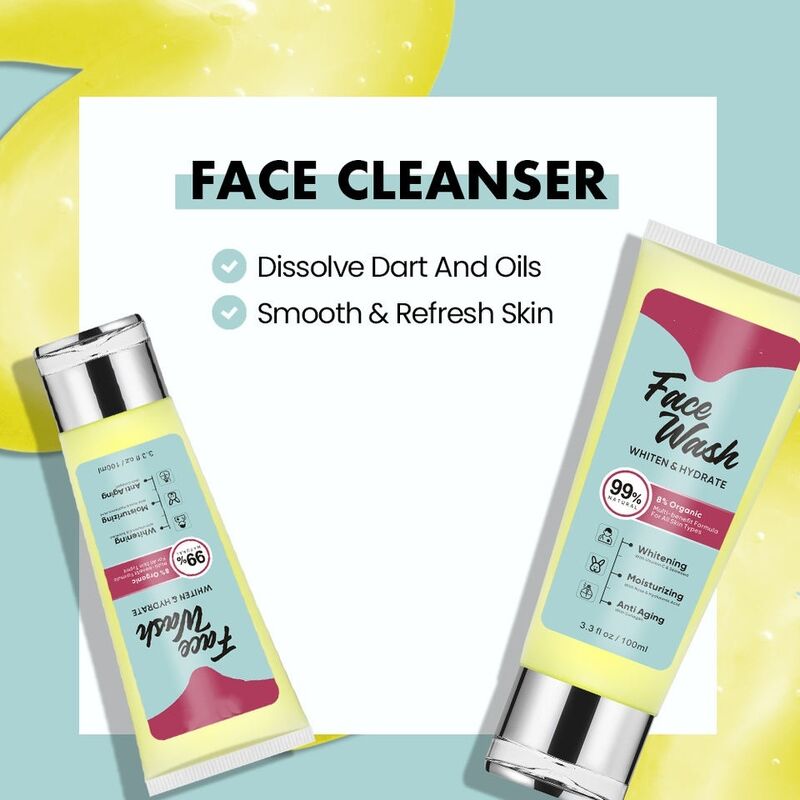 OEM ODM brand organic aloe vera based vitamin C facial cleanser for whitening and brightening acne prone skin