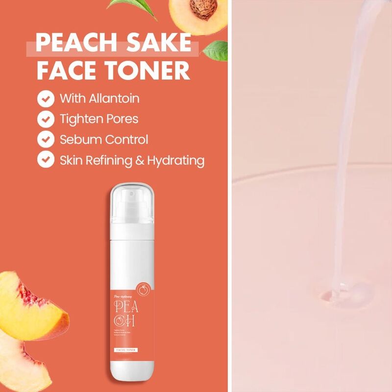 OEM ODM Cosmetics Beauty Organic Skincare Facial Toner Fresh Pore Tightening Product Peach Skincare Facial Toner Skin Mist