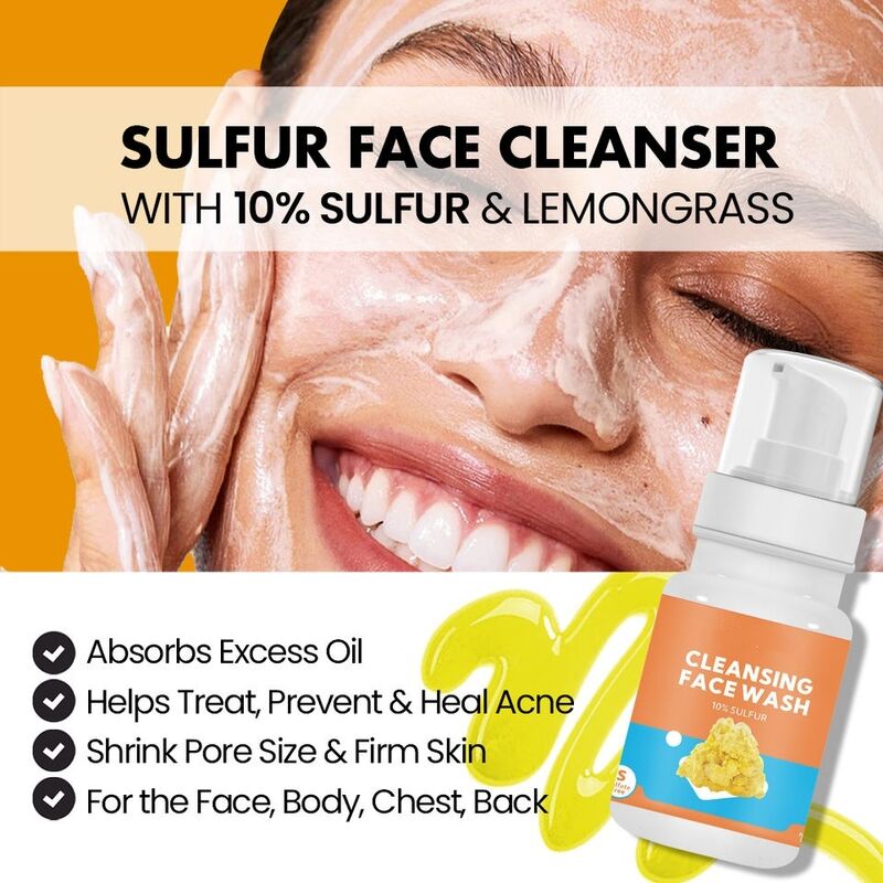 OEM ODM Korean brand facial cleanser sulfur whitening and acne treatment oil control cleanser shrinks pores and cleanses the face