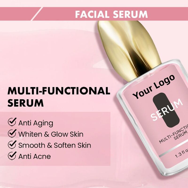 OEM ODM brand organic skincare hyaluronic acid vitamin C collagen anti-aging whitening facial serum moisturizing glow facial serum