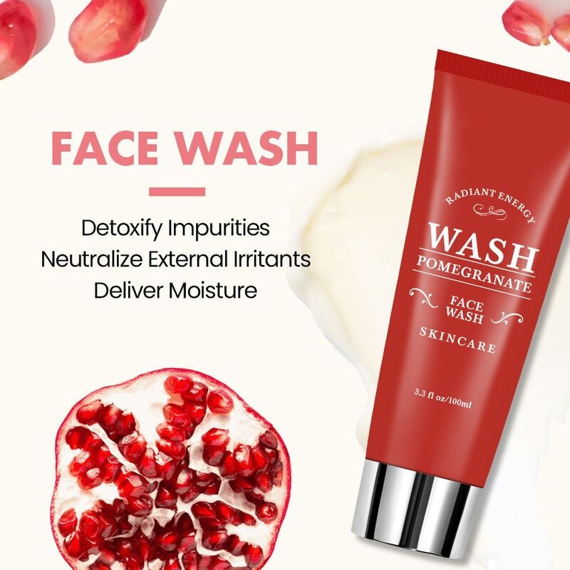 OEM ODM brand high-quality moisturizing and smooth facial cleanser, pure natural pomegranate facial cleanser, whitening and pore cleaning facial cleanser