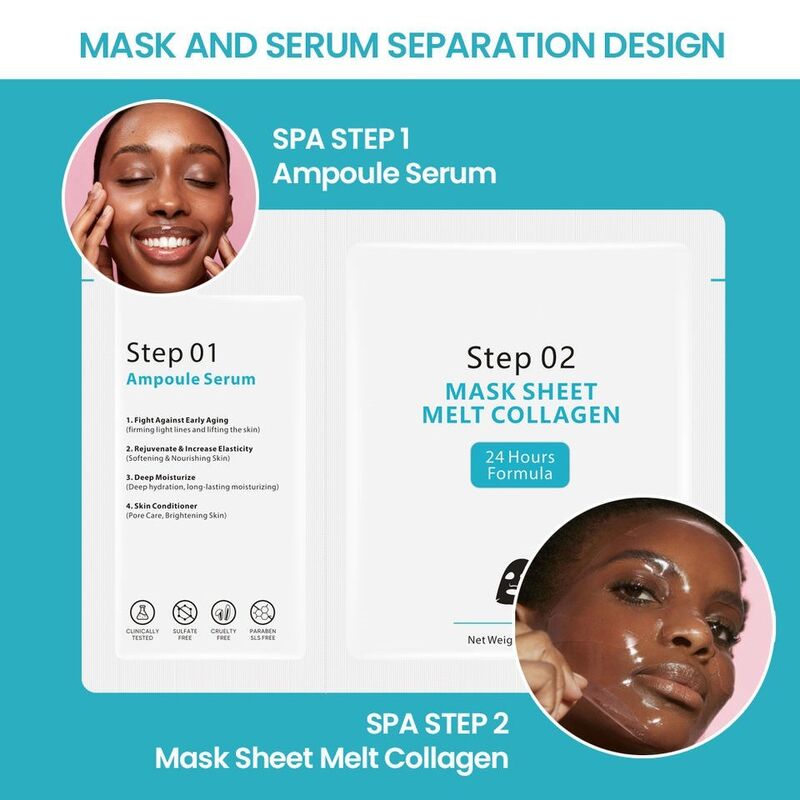 OEM ODM Korean Cosmetics Wholesale Skin Care Two in One essence Liquid and facial mask Melting Collagen Crystal Facial Brightening Anti Wrinkle Tablet facial mask