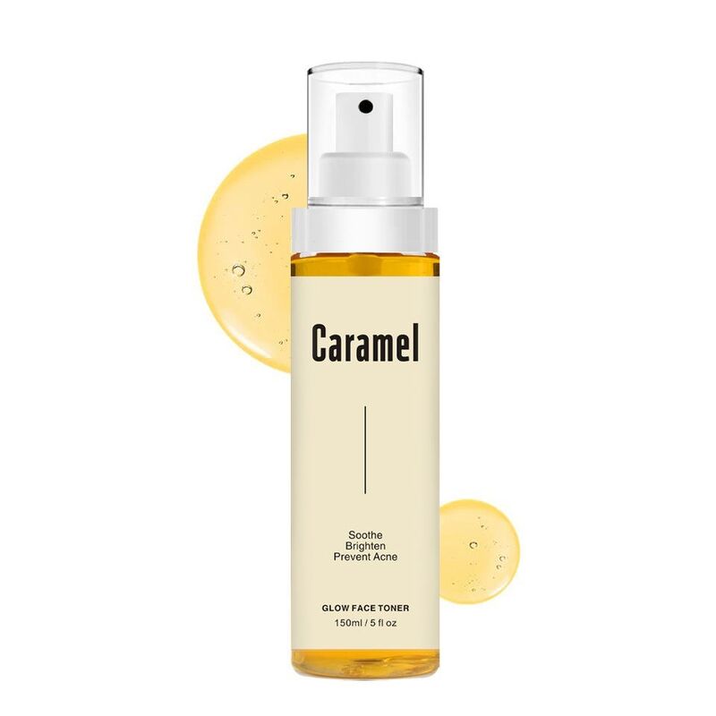 OEM ODM Brand Black Skin Brightening Toner Acne Treatment Pores Minimize Exfoliation Skin Glow Caramel Facial Toner spray