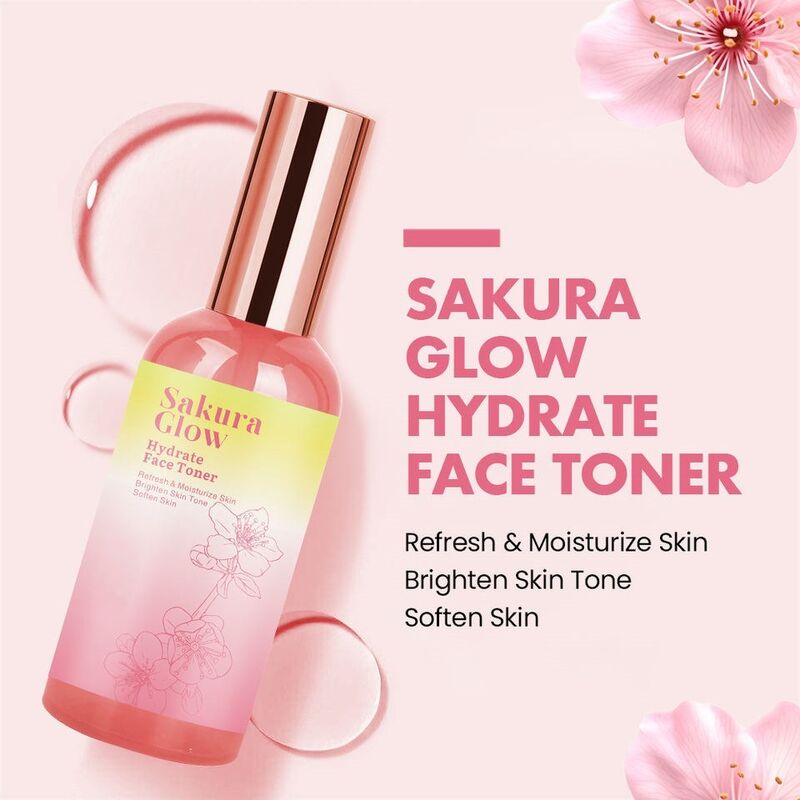 OEM ODM brand skincare products hydrate, shrink pores, brighten skin tone, cherry blossom yeast facial toner