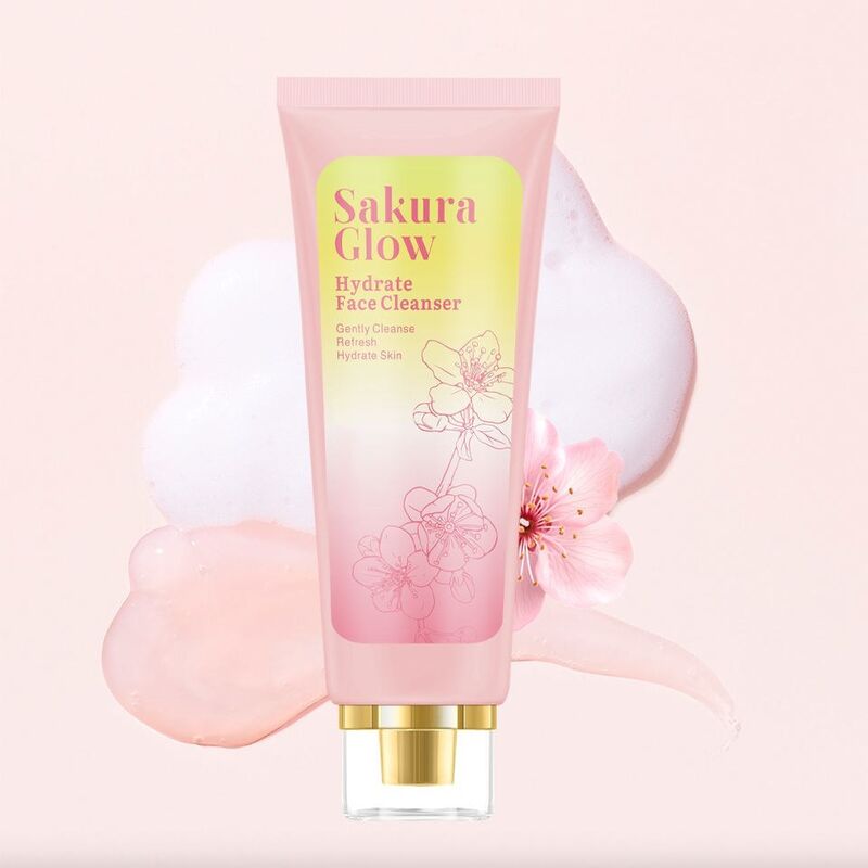 OEM ODM Brand High Quality Organic Facial Cleanser Deep Cleaning, Moisturizing and Brightening Cherry Blossom foam Facial Cleanser
