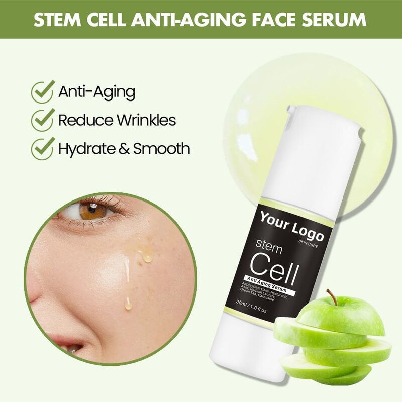 OEM ODM brand skin care organic essence skin repair wrinkles anti-aging plant apple stem cell facial serum