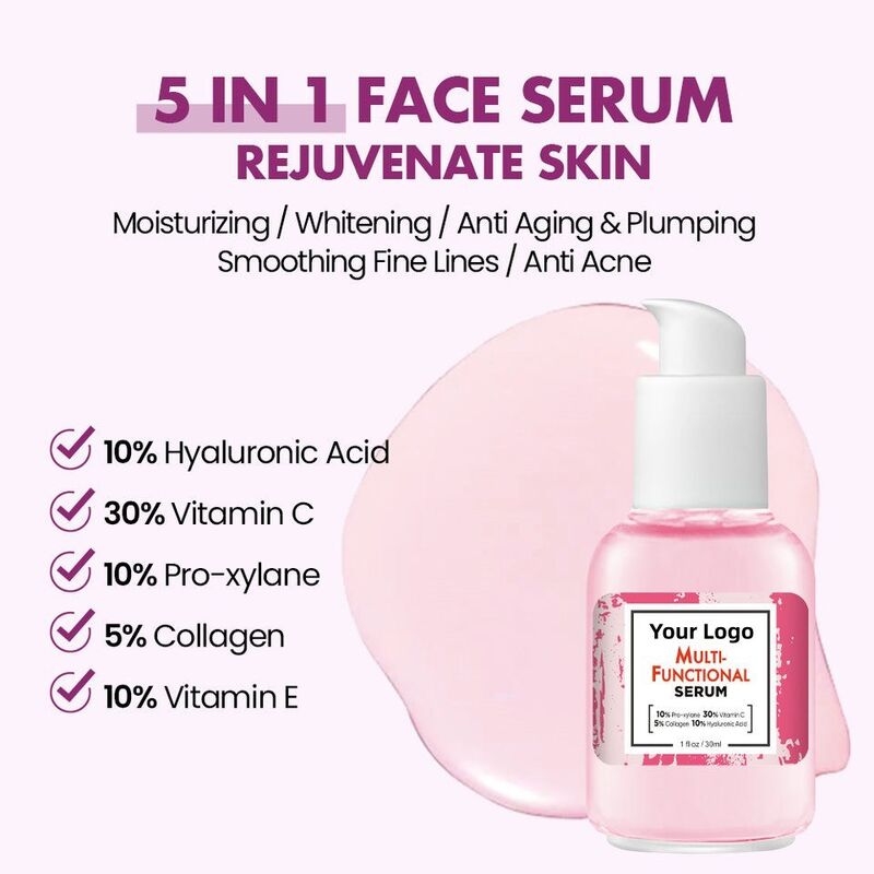 OEM ODM skin care serum vitamin c hyaluronic acid collagen facial essence whitening acne resistant facial serum