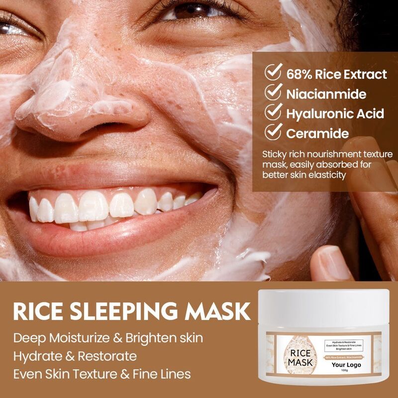 OEM ODM Rice Sleep facial mask Cream Cosmetics Skin Care Products Natural Whitening&Moisturizing facial mask