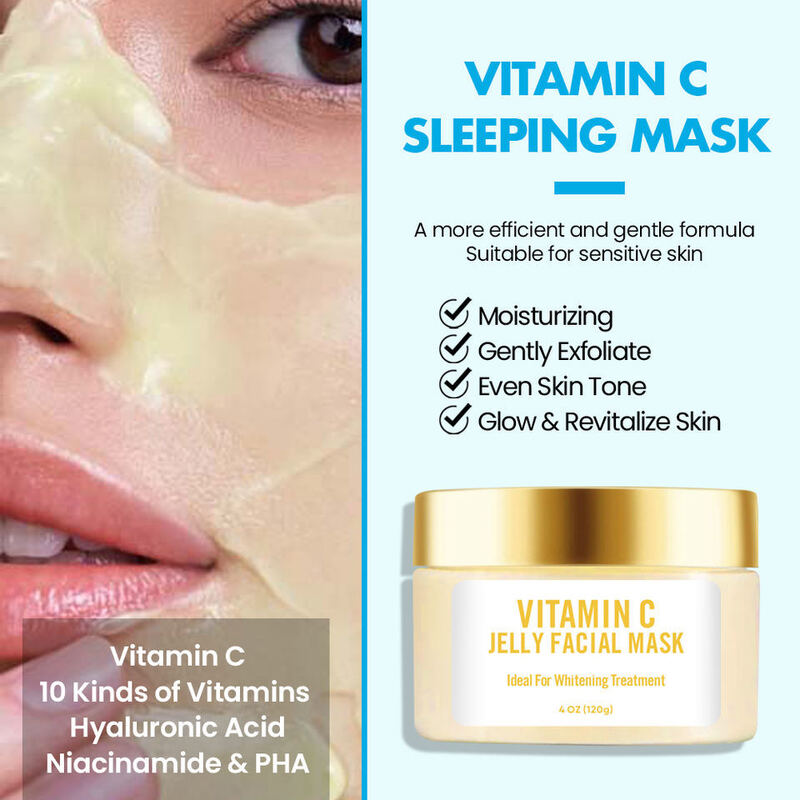 OEM ODM Brand Customized Vitamin C Vitamin E Whitening Jelly Sleep facial mask Organic Radiant Moisturizing Anti aging Facial Sleep facial mask