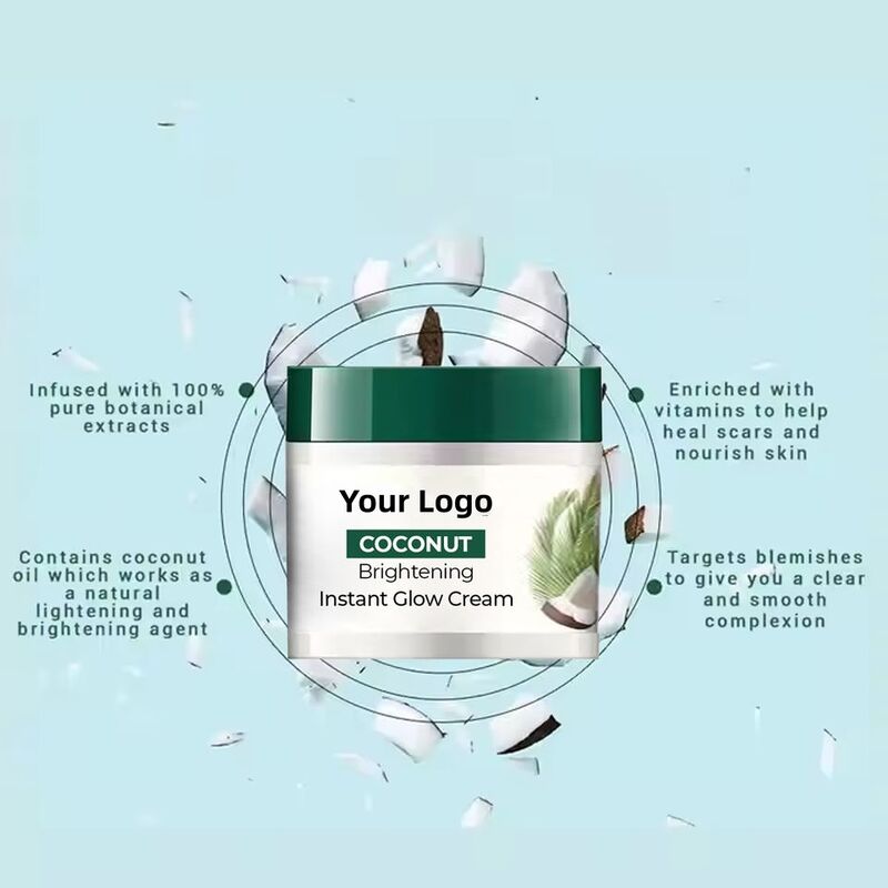 OEM ODM Organic Pure face cream Private Label Skin Care Coconut Whitening face cream Dark Skin Facial Moisturizer