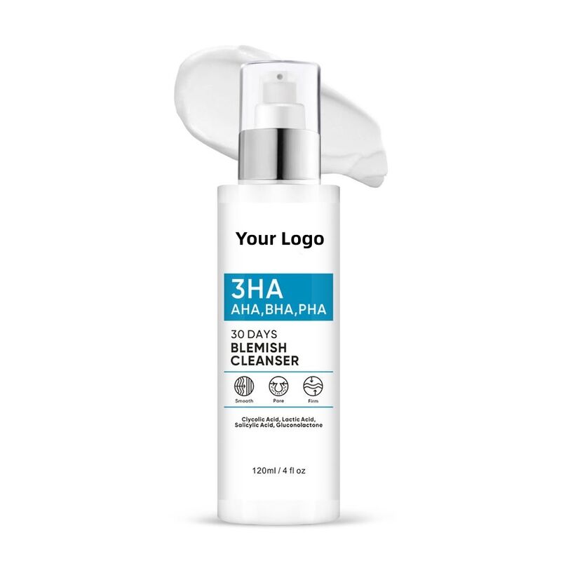 OEM ODM brand customized Aha Bha Pha foam facial cleanser exfoliating deep cleansing anti acne facial cleanser facial cleanser
