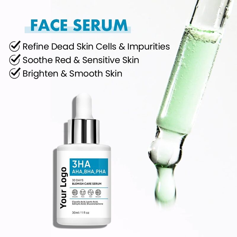 OEM ODM Brand Acne Treatment Serum Acne Alleviation Spot Improvement Facial Cuticle Layer Solution Skin Texture AHA PHA BHA Exfoliating Facial essence