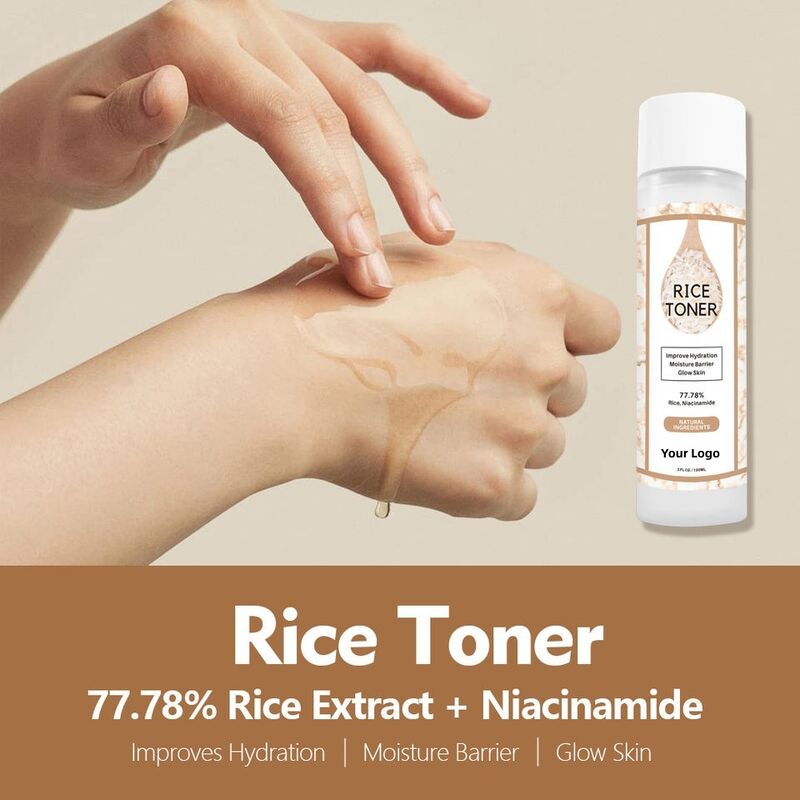 OEM ODM Whitening Rice Toner Natural Organic Pure Vitamin C Skin Brightening Facial Lotion spray