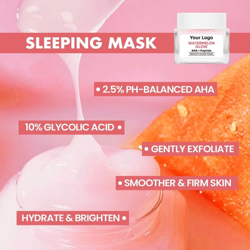 OEM ODM customized watermelon luminous sleep jelly facial mask natural nicotinamide vitamin c whitening brightening facial care moisturizing facial mask