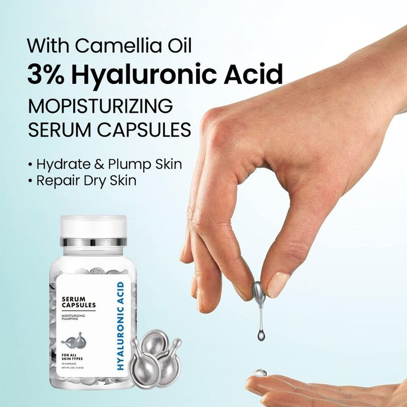 OEM ODM facial essence capsule Brand skin care product Natural moisturizing hyaluronic acid serum capsule