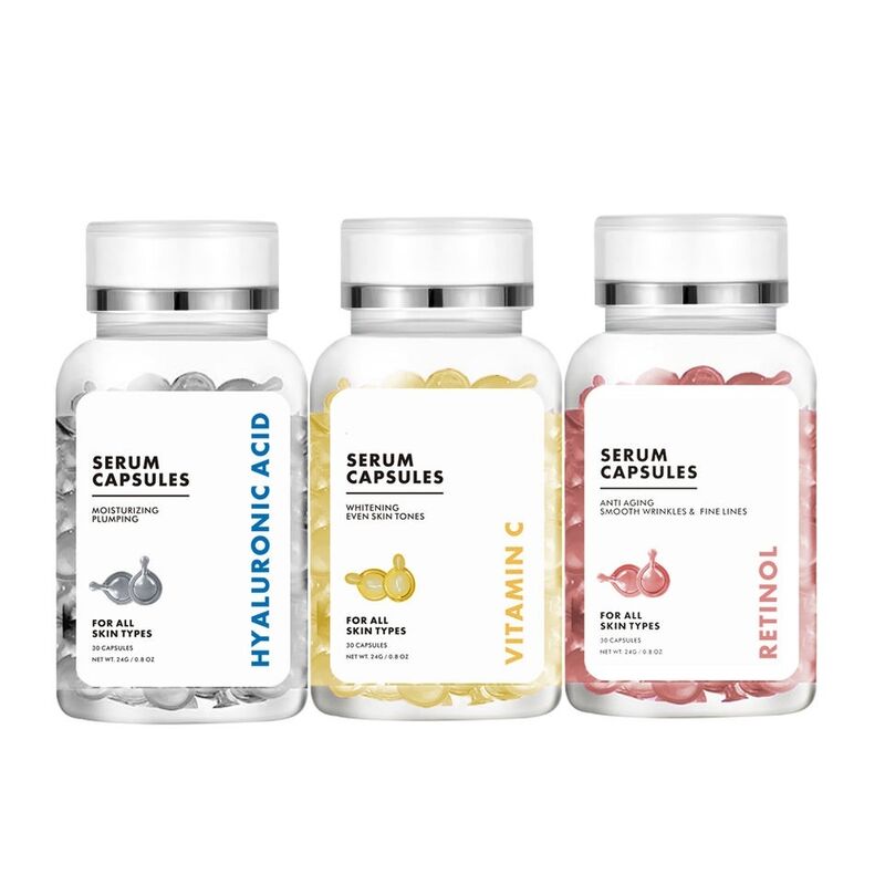 OEM ODM Brand Facial Serum Capsules Skincare Products Vitamin C Hyaluronic Acid Retinol Whitening and Anti Aging Serum Capsules