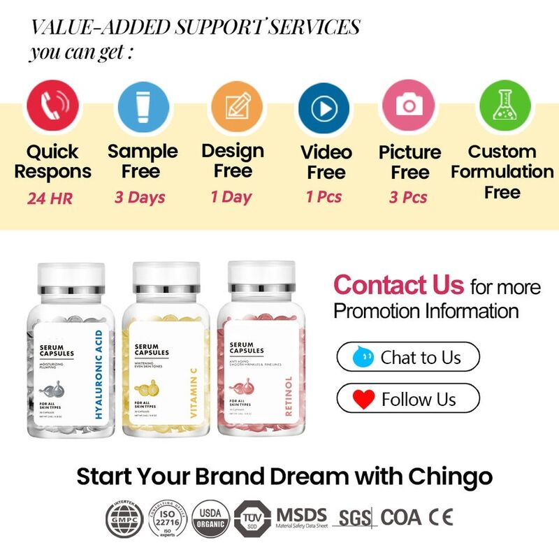 OEM ODM Brand Facial Serum Capsules Skincare Products Vitamin C Hyaluronic Acid Retinol Whitening and Anti Aging Serum Capsules
