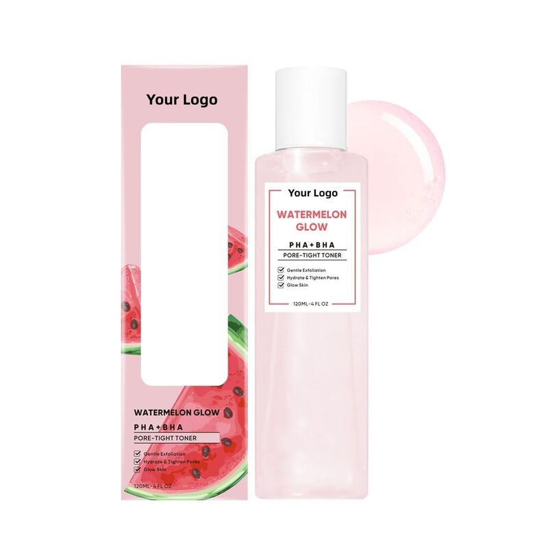 OEM ODM brand cosmetics facial toner skin care exfoliating pore firming watermelon PHA AHA glow facial essence toner