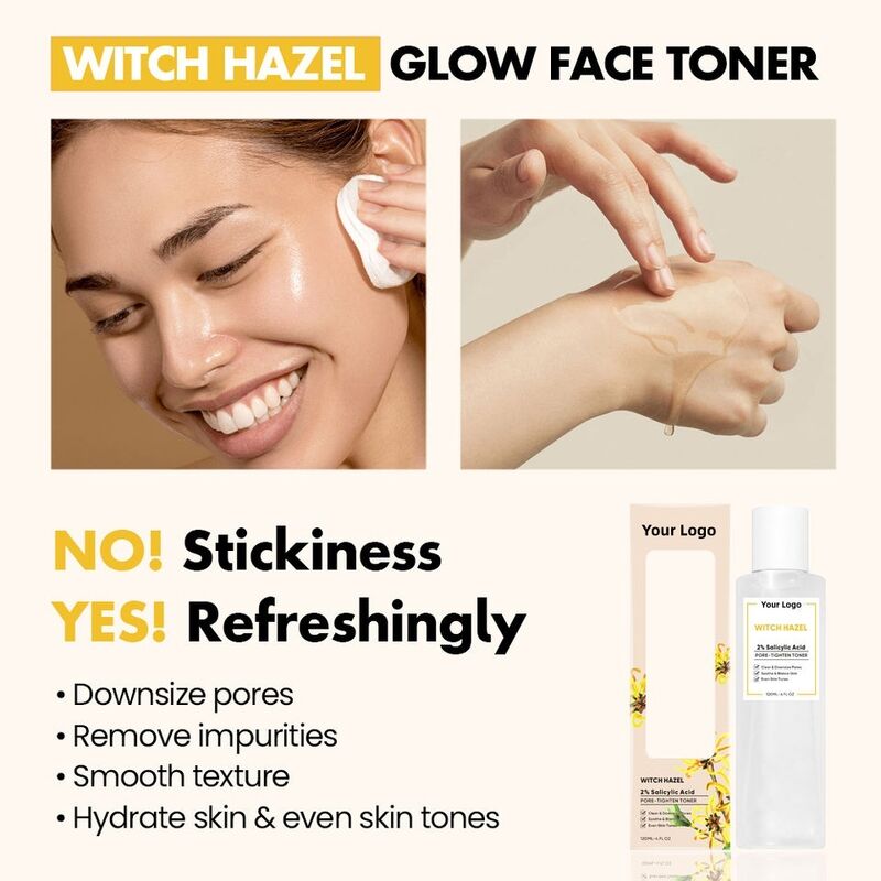 OEM ODM brand exfoliating pore minimization watermelon PHA AHA glow facial serum toner, witch hazel salicylic acid facial toner
