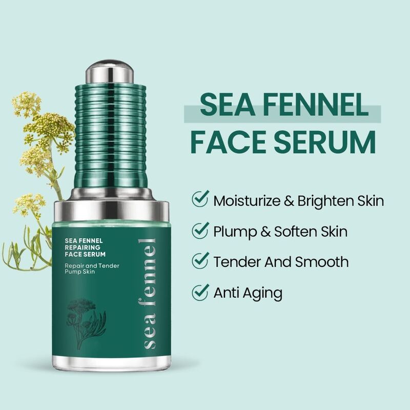 OEM ODM organic sea fennel facial essence contains 24k gold, anti-aging, whitening, moisturizing, suitable for facial skin care