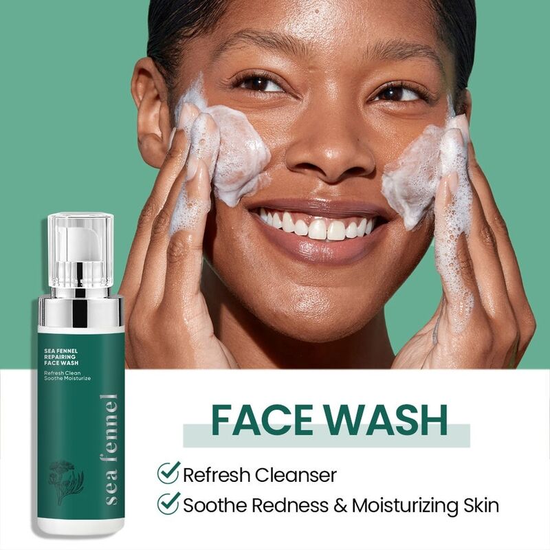 OEM ODM customized organic foam facial cleanser mild cleaning sea fennel facial cleanser moisturizing performance private brand skin cleansing cleanser