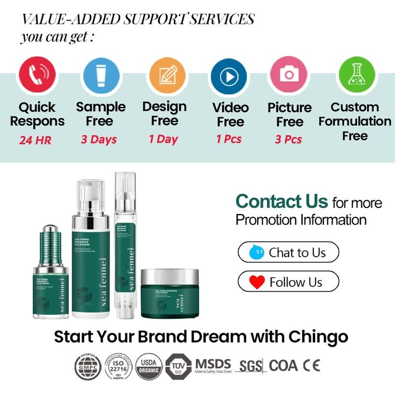 OEM ODM customized organic skin care package Pure foam facial cleanser mild fennel moisturizing face cream Private brand skin care serum essence