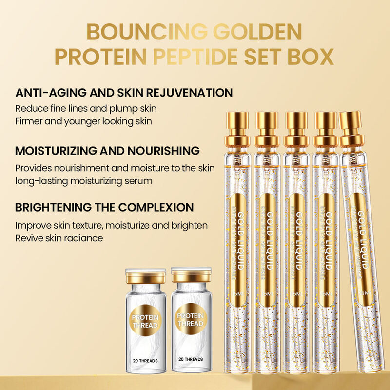 OEM ODM customized skin care products Wrinkle removing facial collagen line lifting essence gold protein peptide line facial essence liquid set
