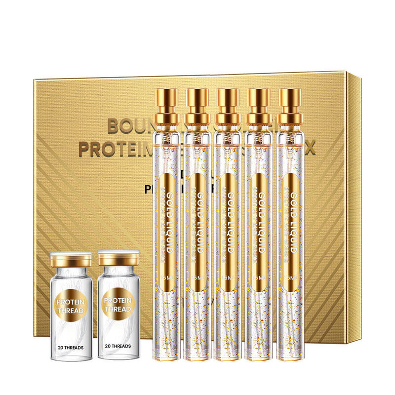 OEM ODM customized skin care products Wrinkle removing facial collagen line lifting essence gold protein peptide line facial essence liquid set